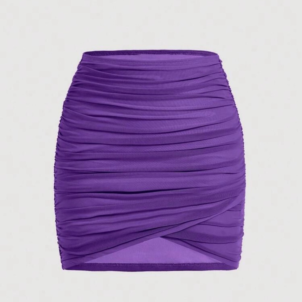 SHEIN Purple Mini Pencil Skirt with Ruching for Night Out